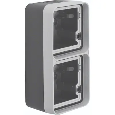 Hager Berker W1 opbouwbehuizing 2-voudig verticaal grijs (WNA676)