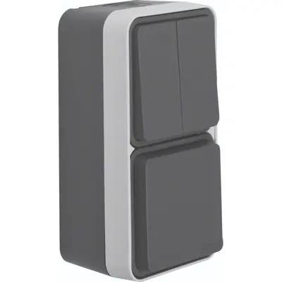 Hager Berker W1 combinatie serieschakelaar en wandcontactdoos compleet grijs (WNC081)