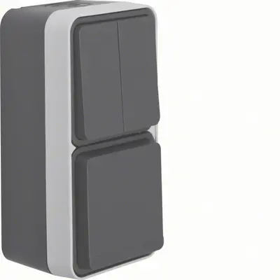 Hager Berker W1 combinatie serieschakelaar en wandcontactdoos kindveilig compleet grijs (WNC083)