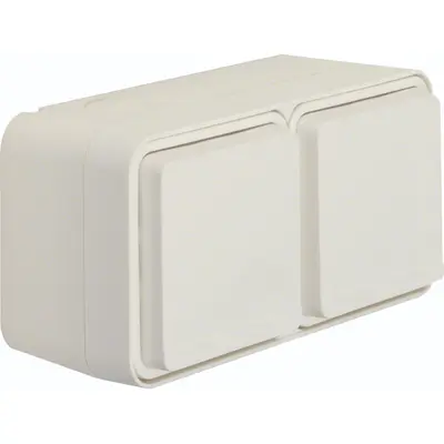 Hager Berker W1 wandcontactdoos 2-voudig randaarde horizontaal compleet wit (WNC142B)