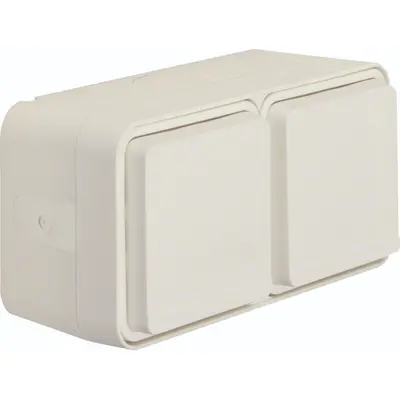 Hager Berker W1 wandcontactdoos 2-voudig randaarde horizontaal compleet wit (WNC144B)