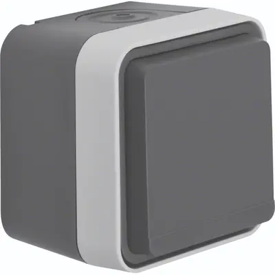 Hager Berker W1 wandcontactdoos randaarde kindveilig compleet grijs (WNC160)