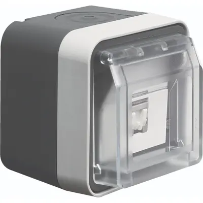 Hager Berker W1 CAT6 RJ45 data wandcontactdoos compleet grijs (WNC226)