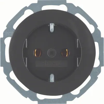 Hager Berker wandcontactdoos randaarde R.Classic zwart (WLS1100BG)