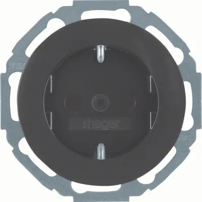 Hager Berker wandcontactdoos randaarde kindveilig R.Classic zwart (WLS1200BG)