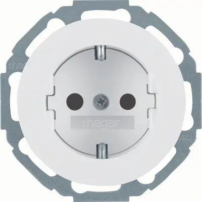 Hager Berker wandcontactdoos randaarde kindveilig R.Classic wit (WLS1200WG)