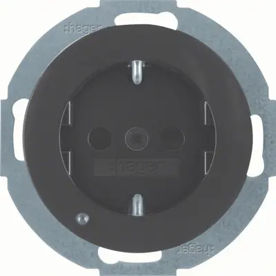 Hager Berker wandcontactdoos randaarde kindveilig LED-orientatielicht R1/R3/R8 zwart (WLS1462BG)