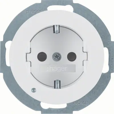 Hager Berker wandcontactdoos randaarde kindveilig LED-orientatielicht R1/R3/R8 wit (WLS1462WG)