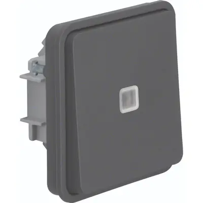 Hager Berker W1 pulsdrukker wisselcontact blauw verlicht bovendeel grijs (WNA021)