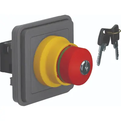 Hager Berker W1 noodstop schakelaar met sleutelvergrendeling bovendeel grijs (WNA032)