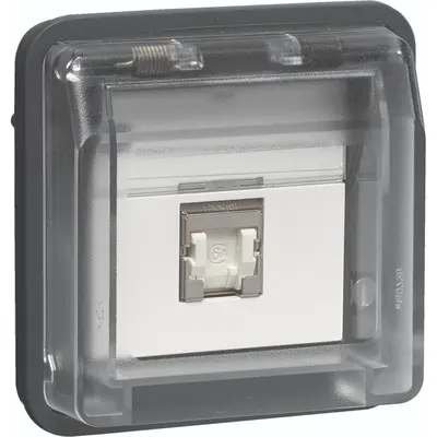 Hager Berker W1 data-aansluiting CAT6 RJ45 1-voudig bovendeel grijs (WNA226)