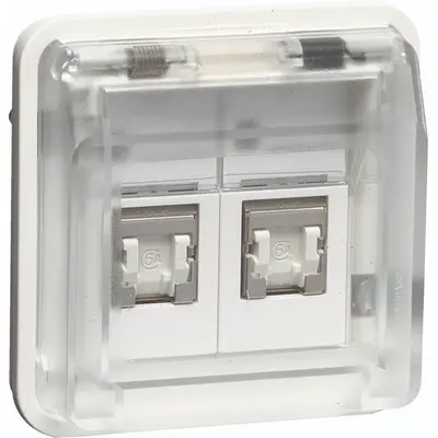 Hager Berker W1 data-aansluiting CAT6 RJ45 2-voudig bovendeel wit (WNA227B)