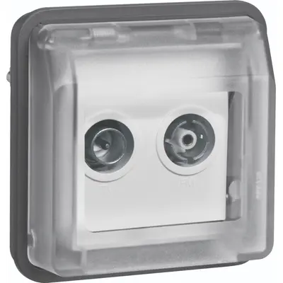 Hager Berker W1 COAX antenne wandcontactdoos einddoos bovendeel grijs (WNA253)