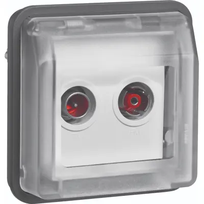 Hager Berker W1 COAX antenne wandcontactdoos rijgdoos bovendeel grijs (WNA254)