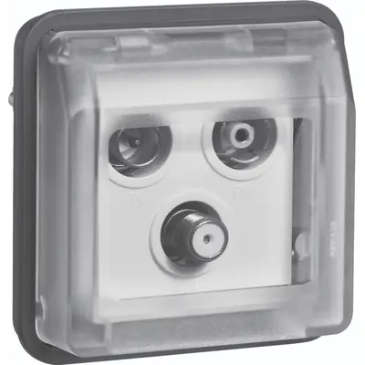 Hager Berker W1 COAX satelliet wandcontactdoos einddoos bovendeel grijs (WNA257)