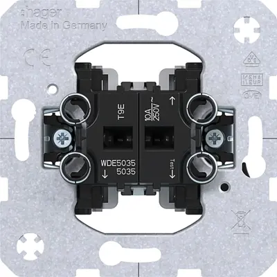 Hager Berker serie pulsdrukker 2x maakcontact 1x ingang 10A met spreidklemmen (WDE5035)