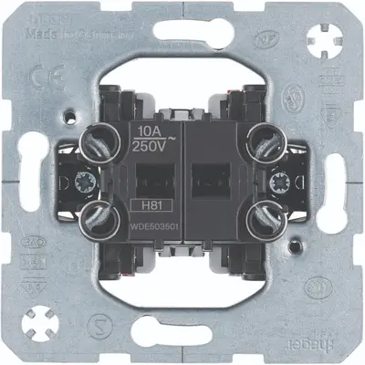 Hager Berker serie pulsdrukker verbreekcontact en maakcontact 2x ingang 10A met spreidklemmen (WDE503501)