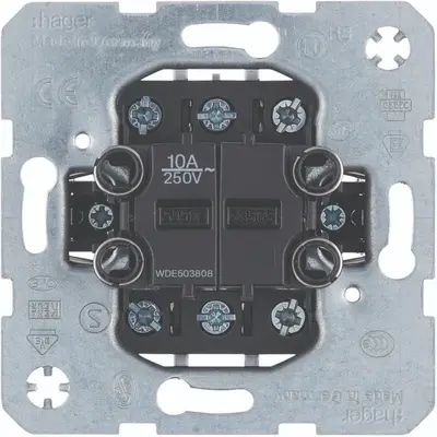 Hager Berker serie pulsdrukker 2x wisselcontact 10A met spreidklemmen (WDE503808)