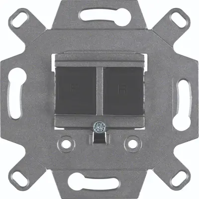 Hager Berker RJ45 datawandcontactdoos CAT6A 2-voudig met rechte uitgang afgeschermd (WDF410863)