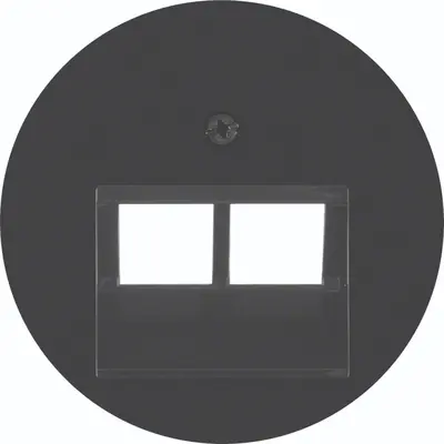 Hager Berker centraalplaat RJ45 wandcontactdoos 2-voudig R1/R3/R8 zwart (WLF1008BG)