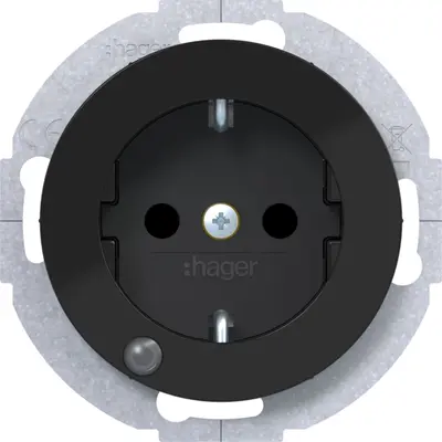Hager Berker wandcontactdoos controle-LED R1/R3/R8 zwart (WLS1463BG)