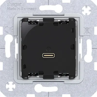 Hager Berker USB-lader type C met snellaadfunctie Power Delivery 65W voor K.1/K.5/Q.1/Q.3/Q.7 (WAS4154)