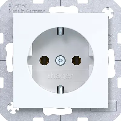 Hager Berker schuko-wcd steekkl. wit gl (WAS1100WG)