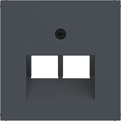 Hager Berker centraalplaat RJ45 wandcontactdoos 2-voudig A1/A8/C1/C8 antraciet mat (WAF1108AT)