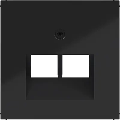 Hager Berker centraalplaat RJ45 wandcontactdoos 2-voudig A1/A8/C1/C8 nachtzwart glans (WAF1108BG)