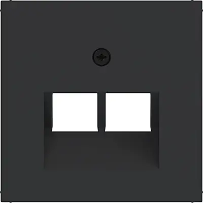 Hager Berker centraalplaat RJ45 wandcontactdoos 2-voudig A1/A8/C1/C8 nachtzwart mat (WAF1108BM)
