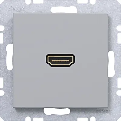 Hager Berker HDMI-contactdoos met rechte HDMI-aansluiting A1/A8/C1/C8 titaan (WAF4379TA)