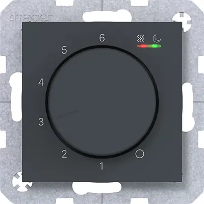 Hager Berker kamerthermostaat verwarmen/koelen A1/A8/C1/C8 antraciet mat (WAN5011AT)