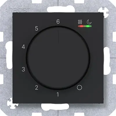 Hager Berker kamerthermostaat verwarmen/koelen A1/A8/C1/C8 nachtzwart mat (WAN5011BM)