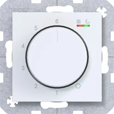 Hager Berker kamerthermostaat verwarmen/koelen A1/A8/C1/C8 lichtwit mat (WAN5011WM)