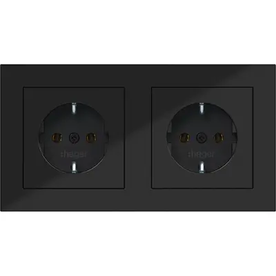Hager Berker schuko-wcd 2v bedr stk. zw.gl (WAS2123BG)