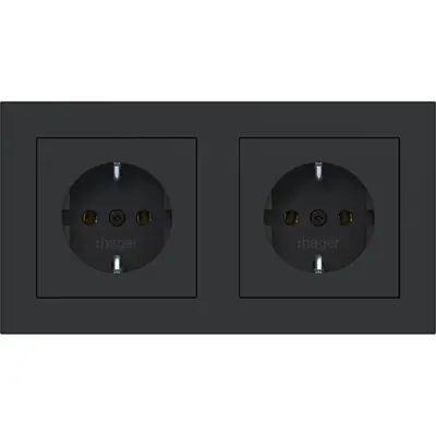 Hager Berker schuko-wcd 2v bedr stk. zw.mt. (WAS2123BM)