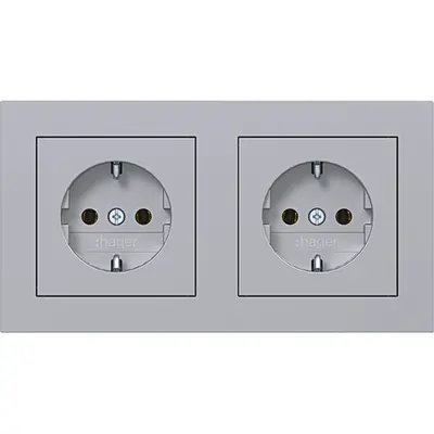 Hager Berker schuko-wcd 2v bedr stk. tit (WAS2123TA)