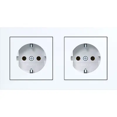 Hager Berker schuko-wcd 2v bedr stk. wt.gl. (WAS2123WG)