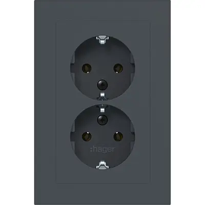 Hager Berker dubbele schuko-wcd vlak ant m (WAS2170AT)