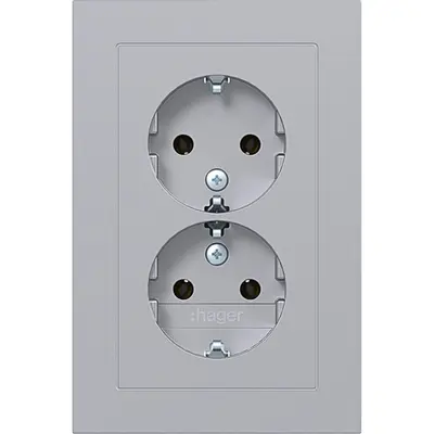 Hager Berker dubbele schuko-wcd vlak tit (WAS2170TA)