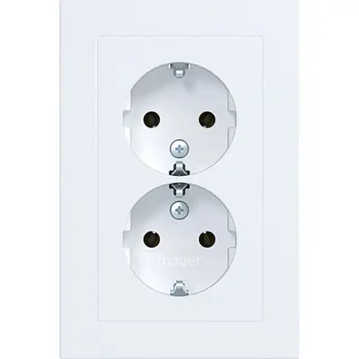 Hager Berker dubbele schuko-wcd vlak wit m (WAS2170WM)