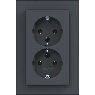 Hager Berker dubbele schuko-wcd hoog antr m (WAS2175AT)
