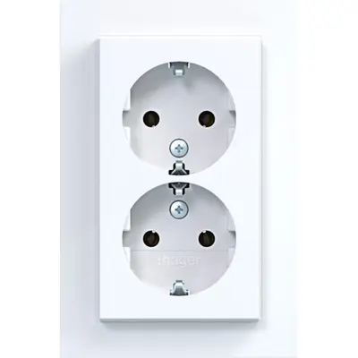 Hager Berker dubbele schuko-wcd hoog wit gl (WAS2175WG)