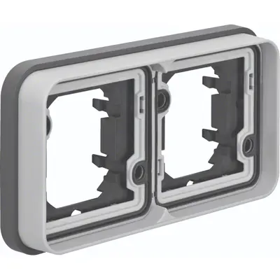 Hager Berker W1 afdekraam voor inbouwmontage 2-voudig horizontaal grijs (WNA402)