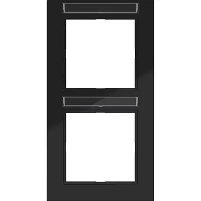 Hager Berker afdekraam 2-voudig verticaal met tekstveld A1 nachtzwart glans (WAD6203BG)