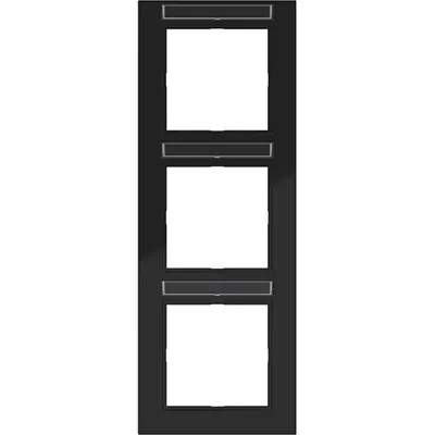 Hager Berker afdekraam 3-voudig verticaal met tekstveld A1 nachtzwart glans (WAD6303BG)