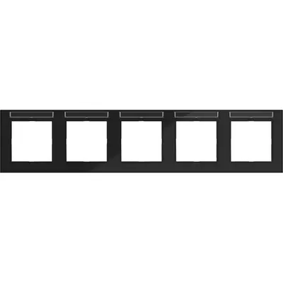 Hager Berker afdekraam 5-voudig horizontaal met tekstveld A1 nachtzwart glans (WAD6502BG)