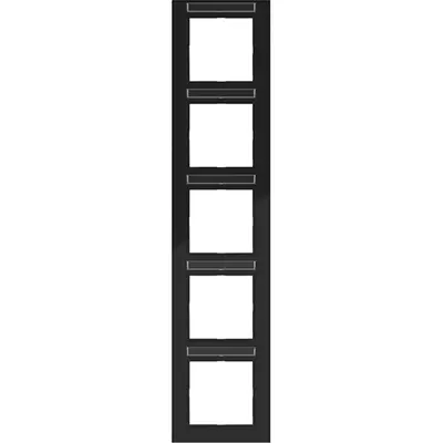 Hager Berker afdekraam 5-voudig verticaal met tekstveld A1 nachtzwart glans (WAD6503BG)
