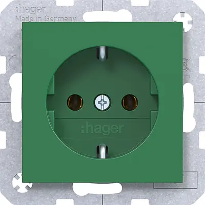 Hager Berker wandcontactdoos randaarde A1/A8/C1/C8 groen glans (WAS1100GR)