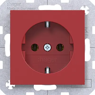 Hager Berker wandcontactdoos randaarde A1/A8/C1/C8 rood glans (WAS1100RG)